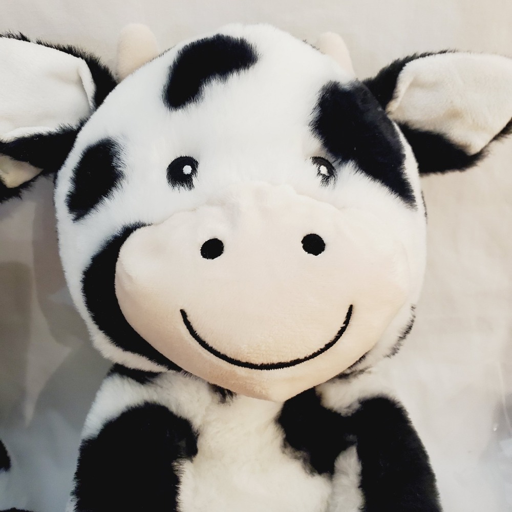 Set Of 2 Spark Create Imagine Black & White Cows 12" Plush Rattle Crinkle Twins - Picture 8 of 11